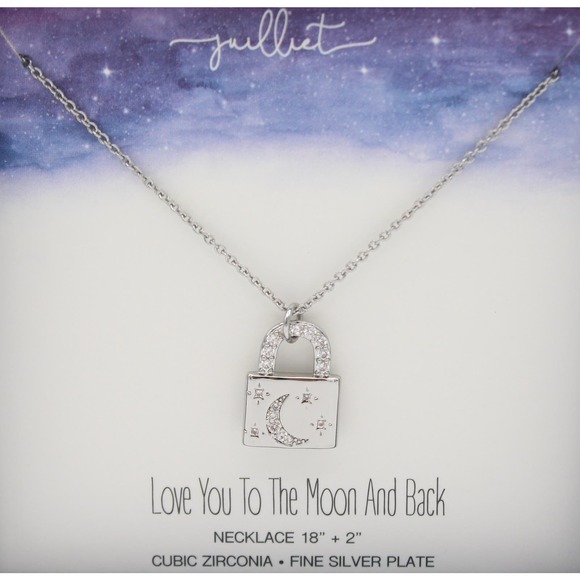 Fine Silver Plate CZ Celestial Pendant Necklace in Gift Box #BX007 - Picture 1 of 3